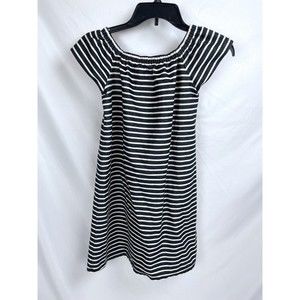 Madewell Women XS Blue White Dress Melody Off Shoulder Striped Cotton